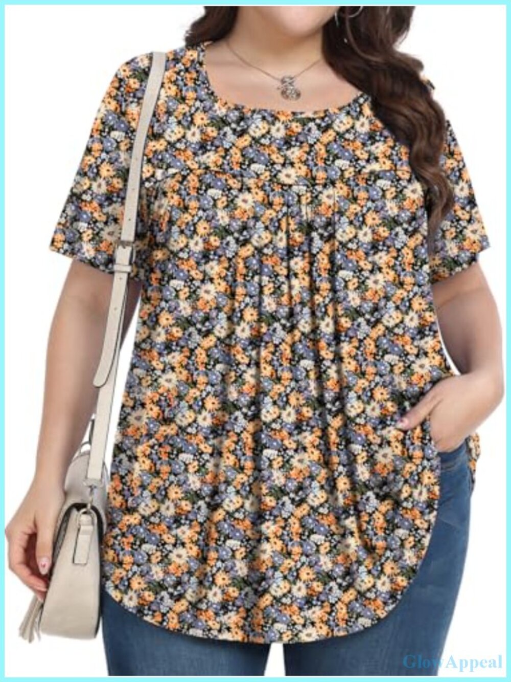 Plus Size Women's Summer Short Sleeve Square Neck Tunic Blouse Loose Fit Rayon